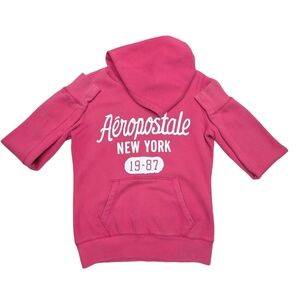 Aeropostale Women's Hoodie Sweatshirt Sz S/P Pink White Embellished Pullover V2